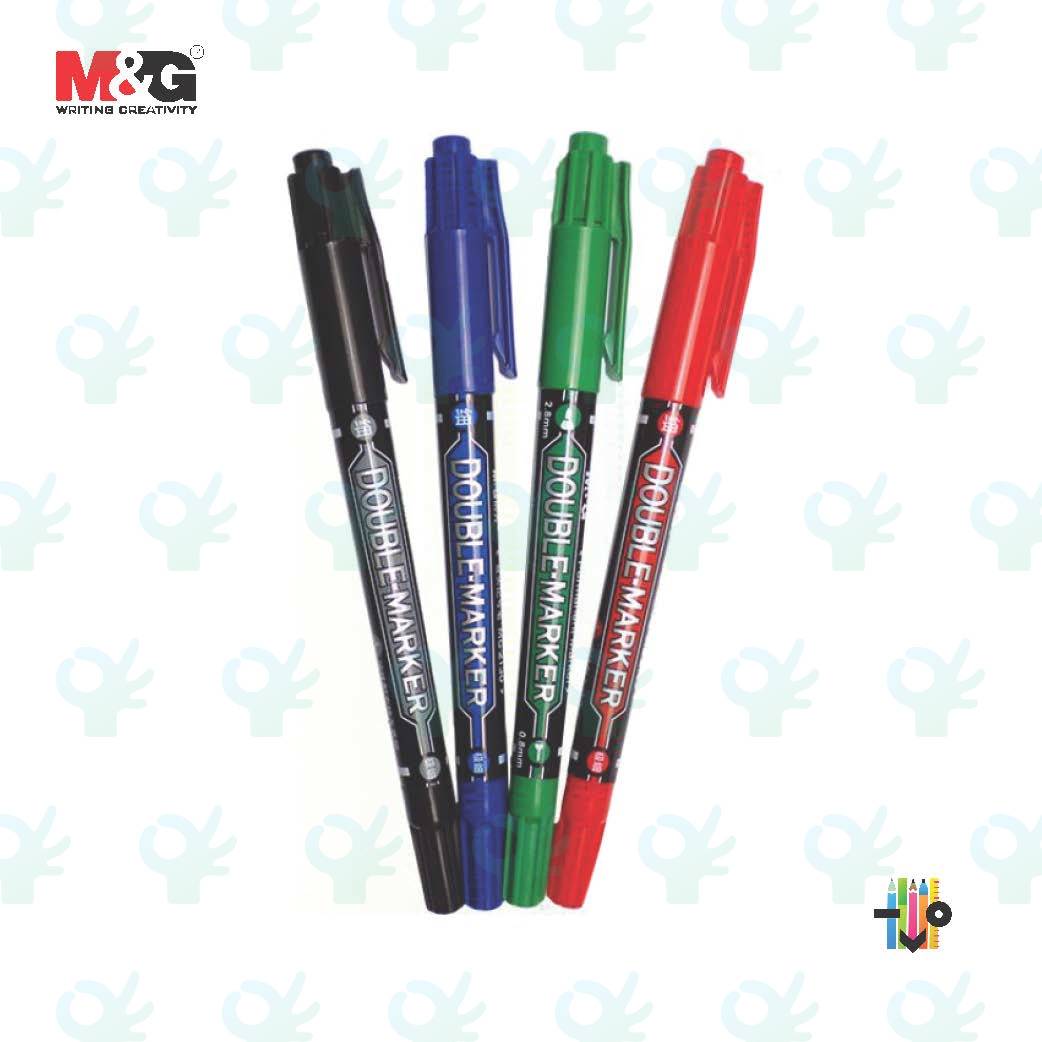 M&G Permanent Double Marker 0.8MM / 2.8MM (2 IN 1) (Apm21372)